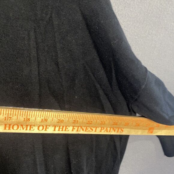 michael kors Cardigan Medium M Black Ribbed Knit pockets thick open front - Picture 10 of 11